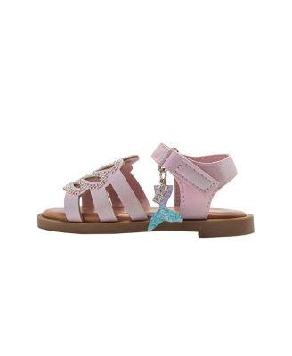 Little Girls Girl's  Fashion Sandals – Dressy Shoes with  rs  Logo and Hanging Charms