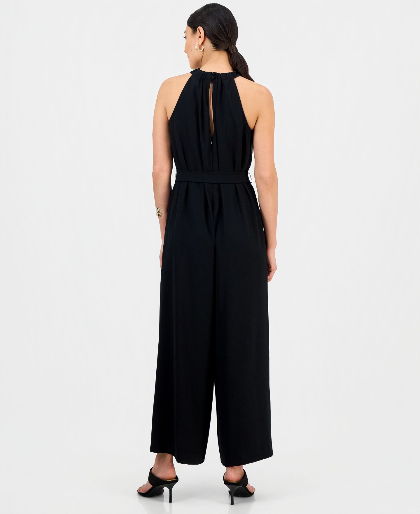 Женский комбинезон I.N.C. International Concepts Petite Sleeveless Halter Tie-Waist Jumpsuit, цвет: Глубокий чёрный — фото 5