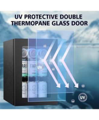 24-Can Beverage Cooler with Glass Door & LED Light