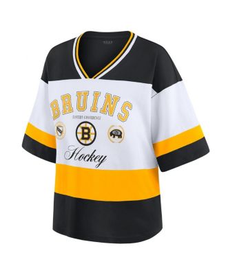 Women's Black/White Boston Bruins Jersey Style T-Shirt