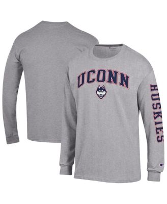 Men's Heather Gray UConn Huskies Arch Over Logo 2-Hit Long Sleeve T-Shirt