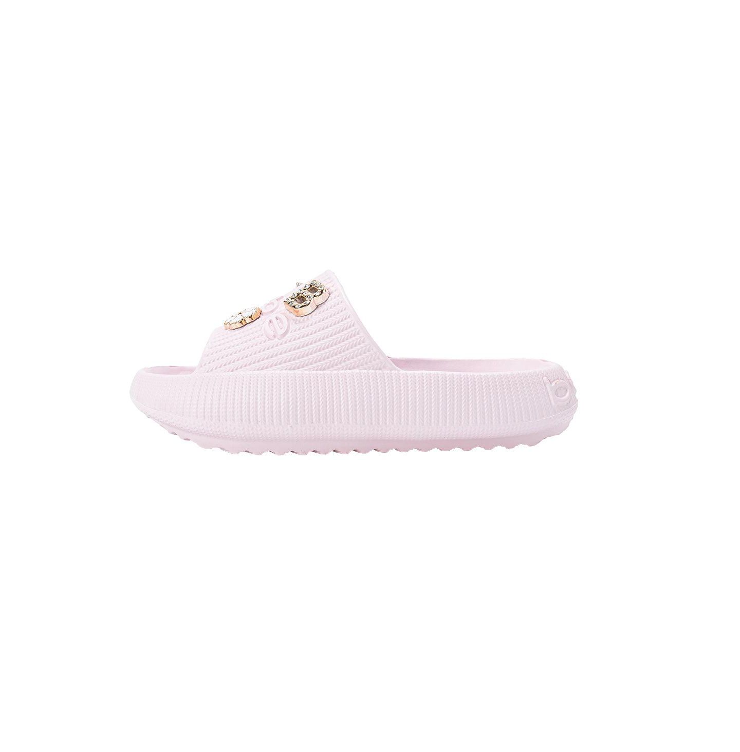 Сандалии Bebe Girls EVA Slide - Lightweight Comfy Slide Sandals with Metal Charms для девочек, цвет: Пудровый — фото 4