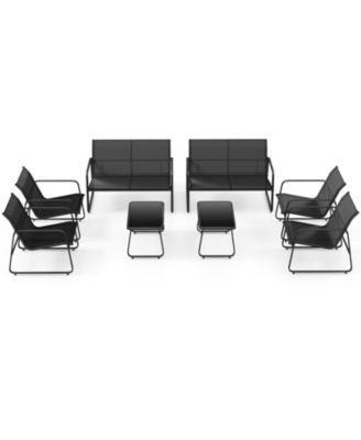 8 PCS Outdoor Furniture Set w/ Tempered Glass & Coffee Table Chair Loveseat Patio