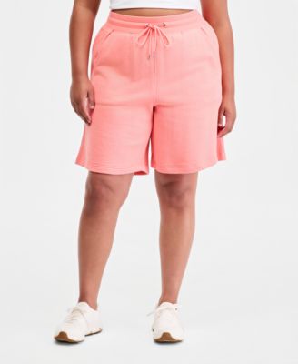 Plus Size Cotton-Blend Pull-On Bermuda Shorts