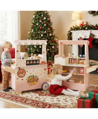 Kids Play Food Truck Toy with Pizza Oven and Snack Cart