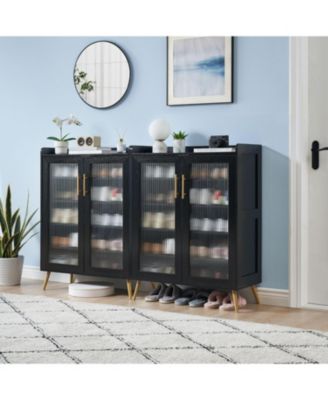 Shoe Cabinet 5-Tier Shoe Storage Cabinets Shoe Cabinets Storage for Entryway Shoe Organizer Cabinet with Glass Doors for Hallway Living Room