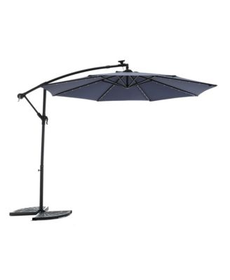 10ft Solar LED Offset Hanging Umbrella Market Patio Umbrella