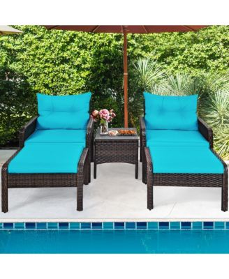 5 Piece Rattan Wicker Sectional   Furniture Set Patio Set w/ Cushion