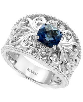 EFFY&reg; London Blue Topaz (1-3/4 ct. t.w.) and White Sapphire Accent Statement Ring in Sterling Silver