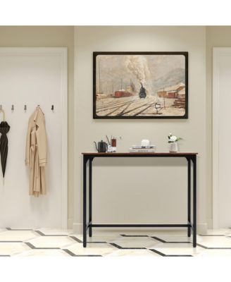 48'' Rectangular Bar Table Kitchen Dining Table w/ Steel Frame & Adjustable Feet