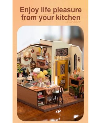 Miniature House Kit, DIY Miniature Dollhouse Kit for Adults,Model Kits for Adults to Build with LED, Birthday for Adult Homey Kitchen