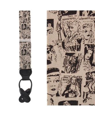 Men's Vintage Comic Art Novelty Silk Button End Suspenders