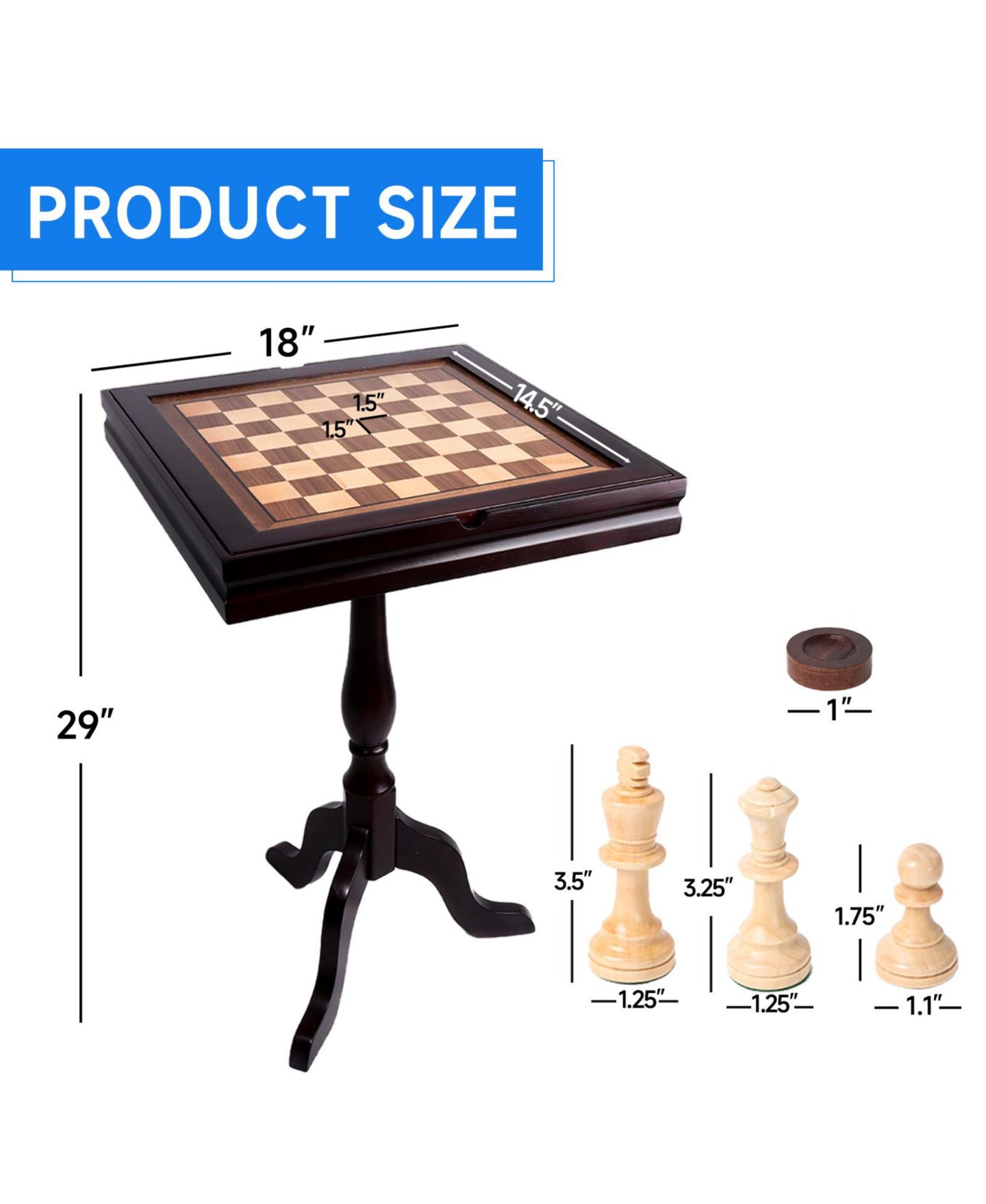Детская игрушка GSE Games & Sports Expert Wooden 3-in-1 Chess, Checkers & Backgammon Table, Ages 8+ — фото 3