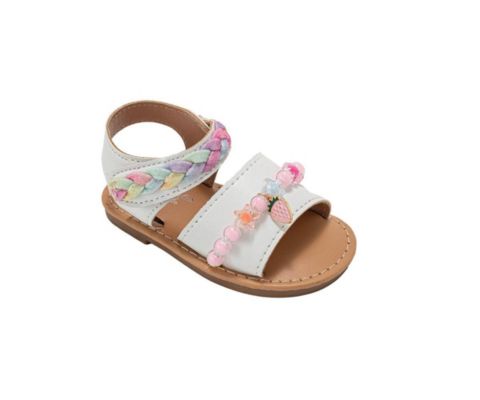 Сандалии Bebe Fashion Sandals - Dressy Shoes with Glitter Braid and Bracelet Accent для девочек-малышей, цвет: Белый