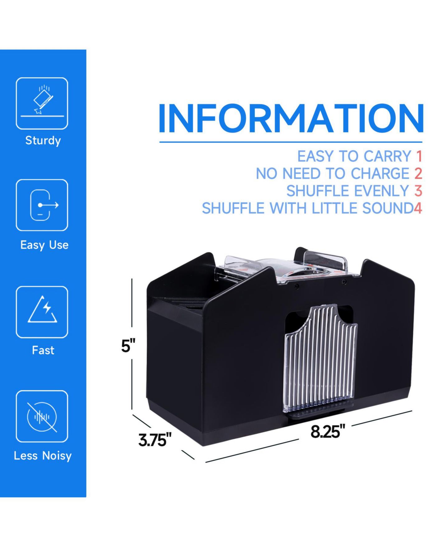Детская игрушка GSE Games & Sports Expert Automatic Battery-Operated Card Shuffler, Ages 14 & Up, цвет: Чёрный — фото 2