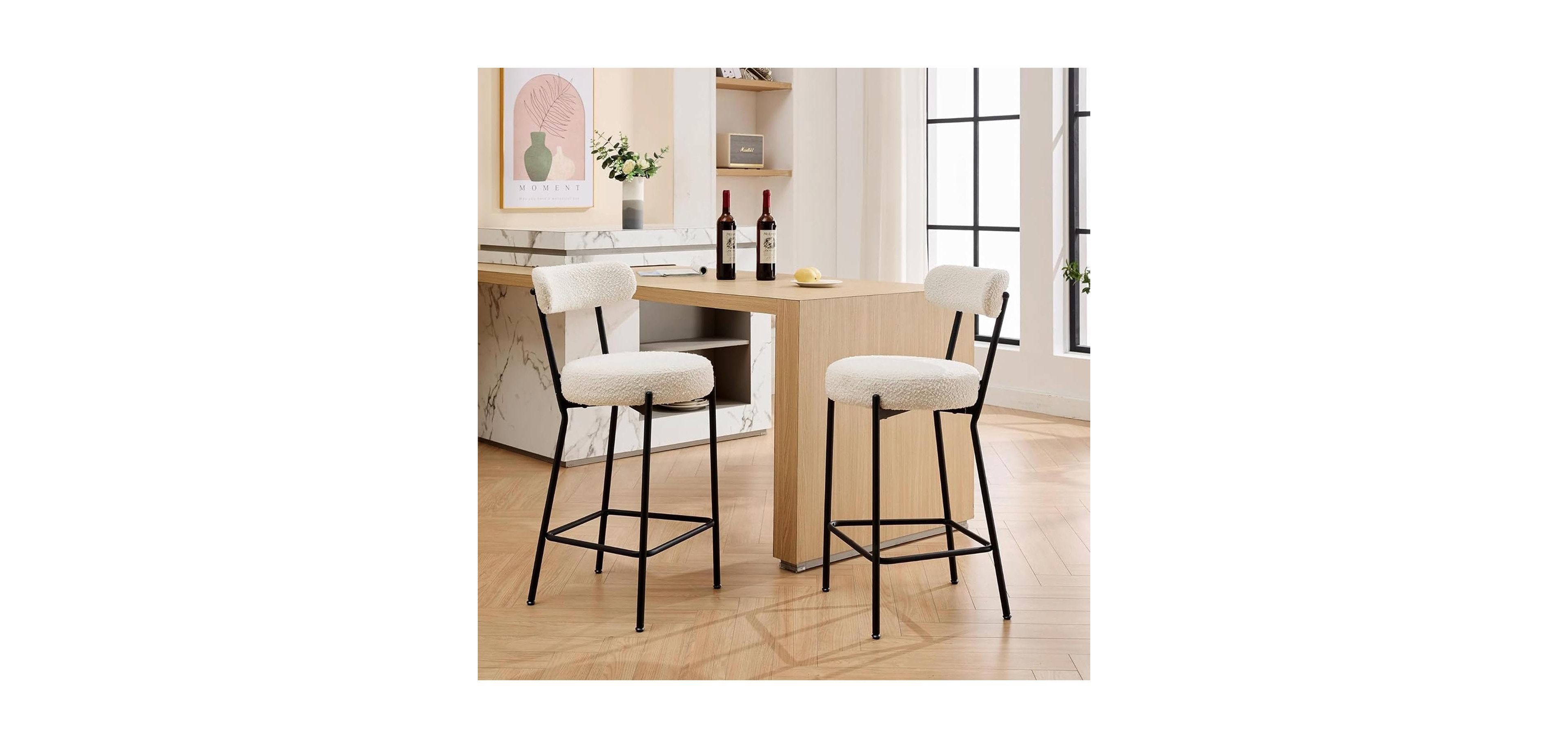 gaomon 30" Upholstered Bar Stools Set of 2 with Metal Base and Back