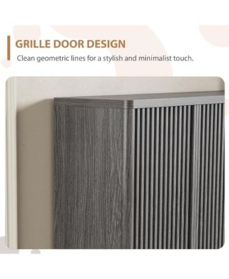 46 Inch Shoe Cabinet Large Shoe Storage Cabinet with Adjustable Shelves Wooden Shoe Organizer with Fluted Door Holds 30-35 Pairs for Entryway