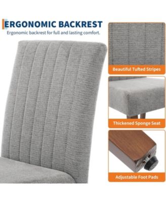 Upholstered Dining Chairs Set of 2, Modern Linen Parsons Chairs with Wood Legs