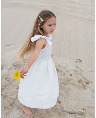 Toddler Girls Linen Bow Shoulder Dress