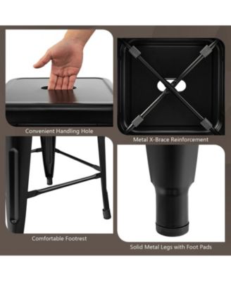 30'' Set of 4 Stackable Backless Metal Bar Stools w/ Footrest for Kitchen