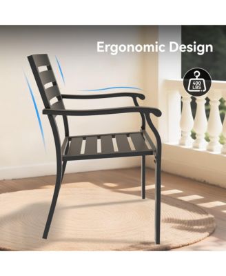 5-Piece  Metal Outdoor Patio Dining Set with Stackable Chairs & Umbrella Hole Table