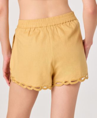 Women's High-Rise Scalloped Embroidered Mini Shorts