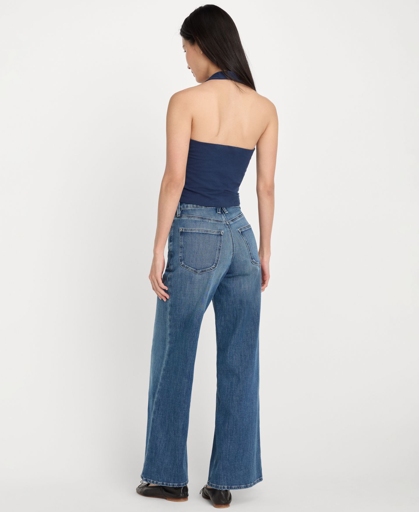Женские джинсы Good American Petite Soft Tech Good Waist Palazzo Ankle, цвет: Индиго — фото 4