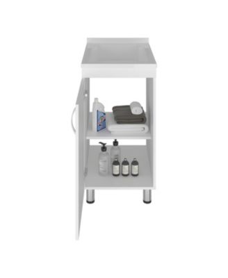 Slee Compact Utility Sink Cabinet with Storage and Metal Legs for Laundry Room