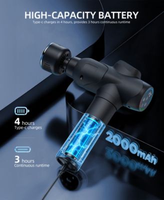 Deep Tissue Massage Gun with Heat & Cool Therapy, 20 Speeds, 7 Heads, Quiet Recovery Massager