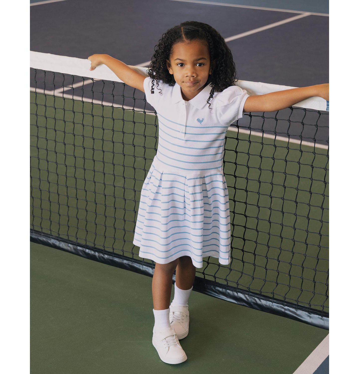 Платье Hope & Henry Organic Puff Sleeve Pique Polo Dress для девочек-малышей, цвет: Полосатый — фото 4