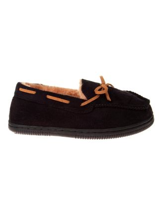 Little Boys Moccasins Slippers Classic Fuzzy Lining Cozy Indoor/Outdoor Sole (Little 11-12/ 13-4)