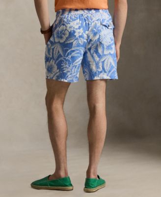 Men's Hibiscus Flowers and Palm Fronds Swim Trunks