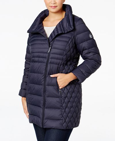 MICHAEL Michael Kors Plus Size Asymmetrical Down Coat - Coats - Women - Macy&#39;s