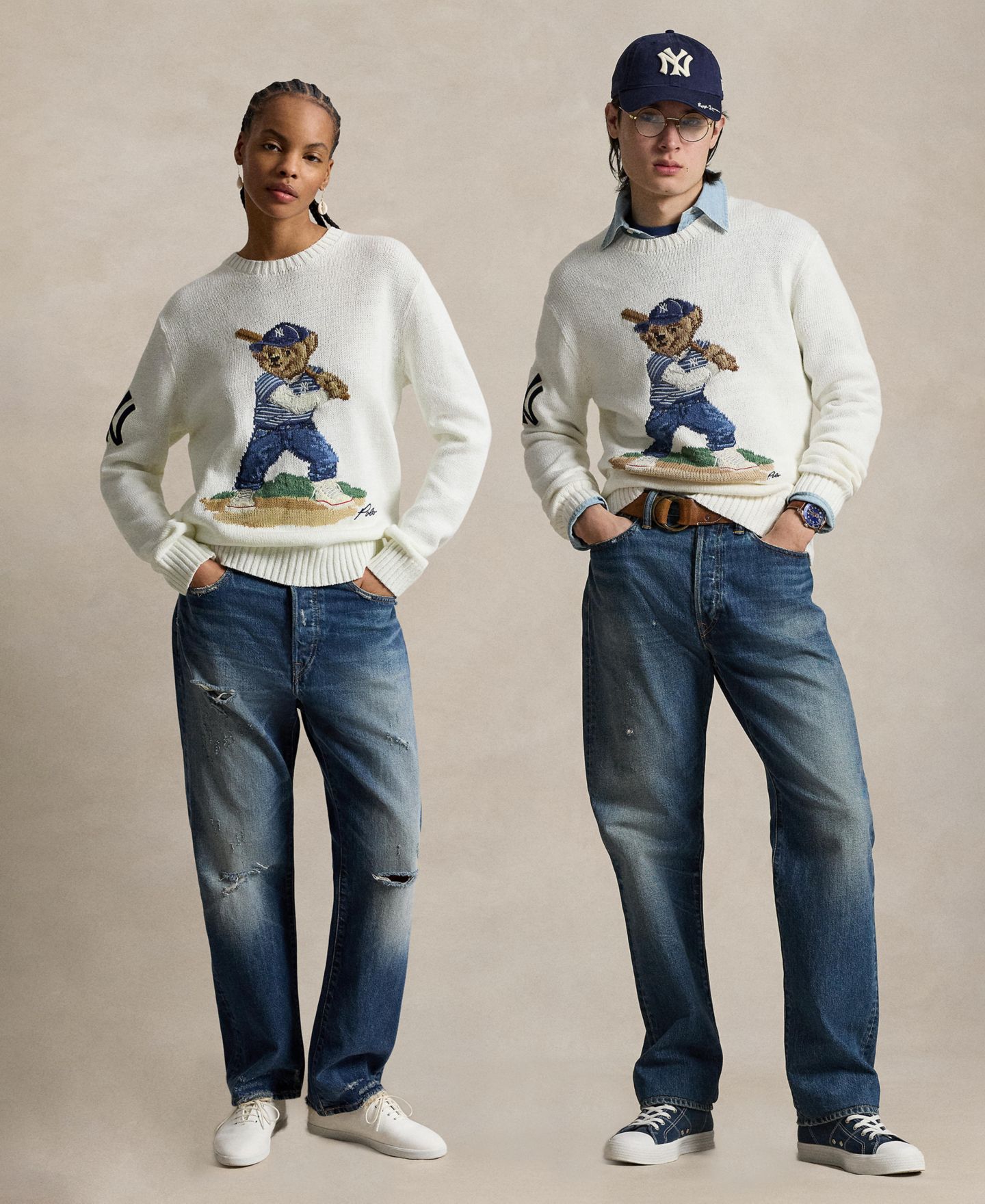 Мужской свитер Polo Ralph Lauren and Crewneck, цвет: Белый комбинированный — фото 1