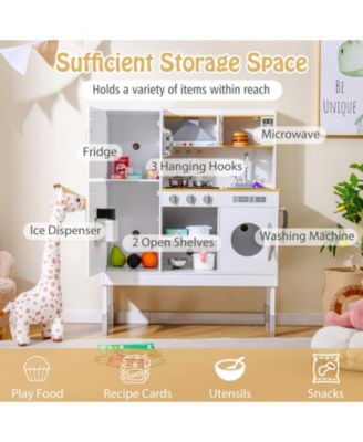 Pretend Play Kitchen Toy with Range Hood, Ice Maker & Telephone