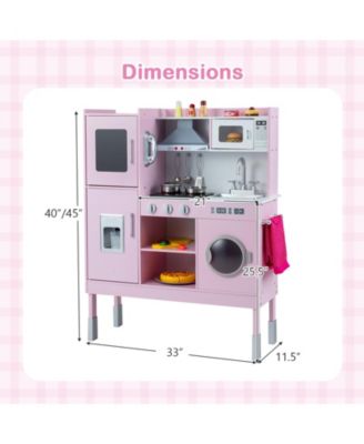 Pretend Play Kitchen Toy with Range Hood, Ice Maker & Telephone