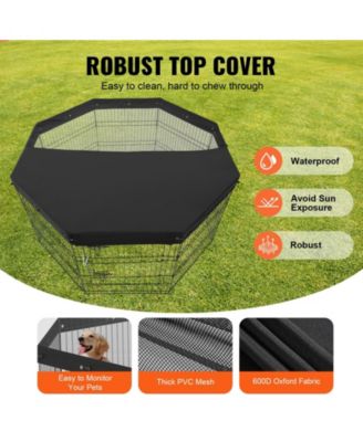 8-Panel 30" Foldable Metal Dog Playpen with Door and Top Cover for Indoor Outdoor Use