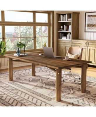 Solid Wood Home Office Desk, 62.99" Large Farmhouse Executive Desk, Computer Table for Office, Conference Room, Study Room