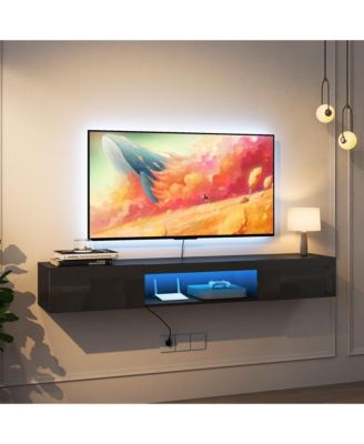 Floating TV Stand, Wall Mounted Entertainment Center for Televisions up to 65", LED TV Stand with 2 Storage Cabinets