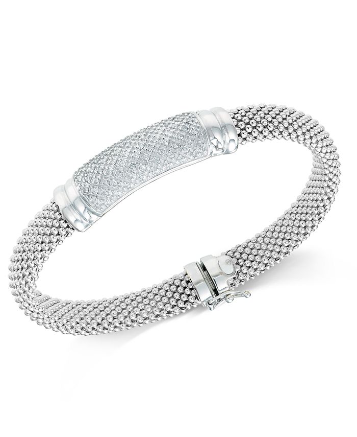 Macy's Diamond Pavé Bar Bracelet (3/4 ct. t.w.) in Sterling Silver ...
