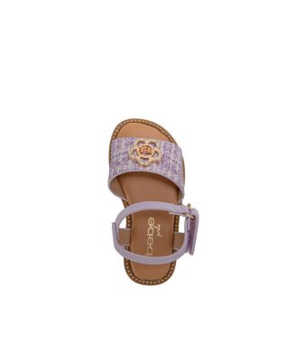 Little Girls Girl's  Fashion Sandal with Flower Medallion and Hanging  b  Charm – Comfy Dressy Shoes