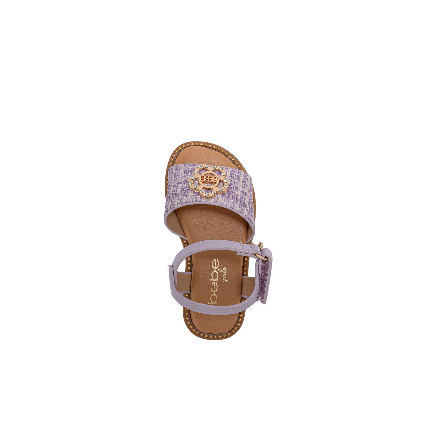 Сандалии Bebe Fashion Sandal with Flower Medallion and Hanging b Charm - Comfy Dressy Shoes для девочек, цвет: Лавандовый — фото 5