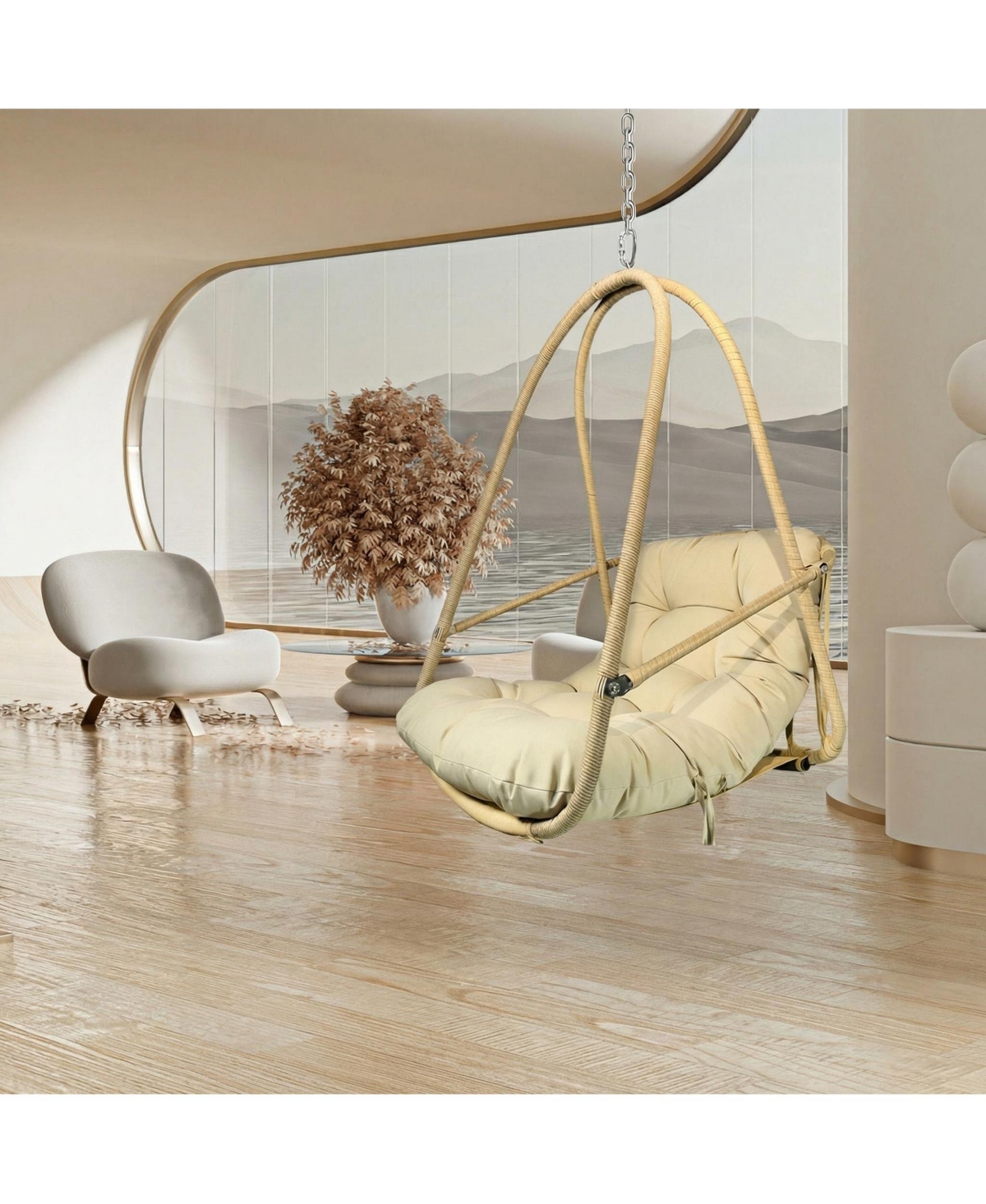 Clihome Wicker Rattan Swing Egg Chair without Stand