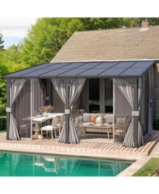 14'x10' Wall Gazebo with Curtains and Mosquito Netting