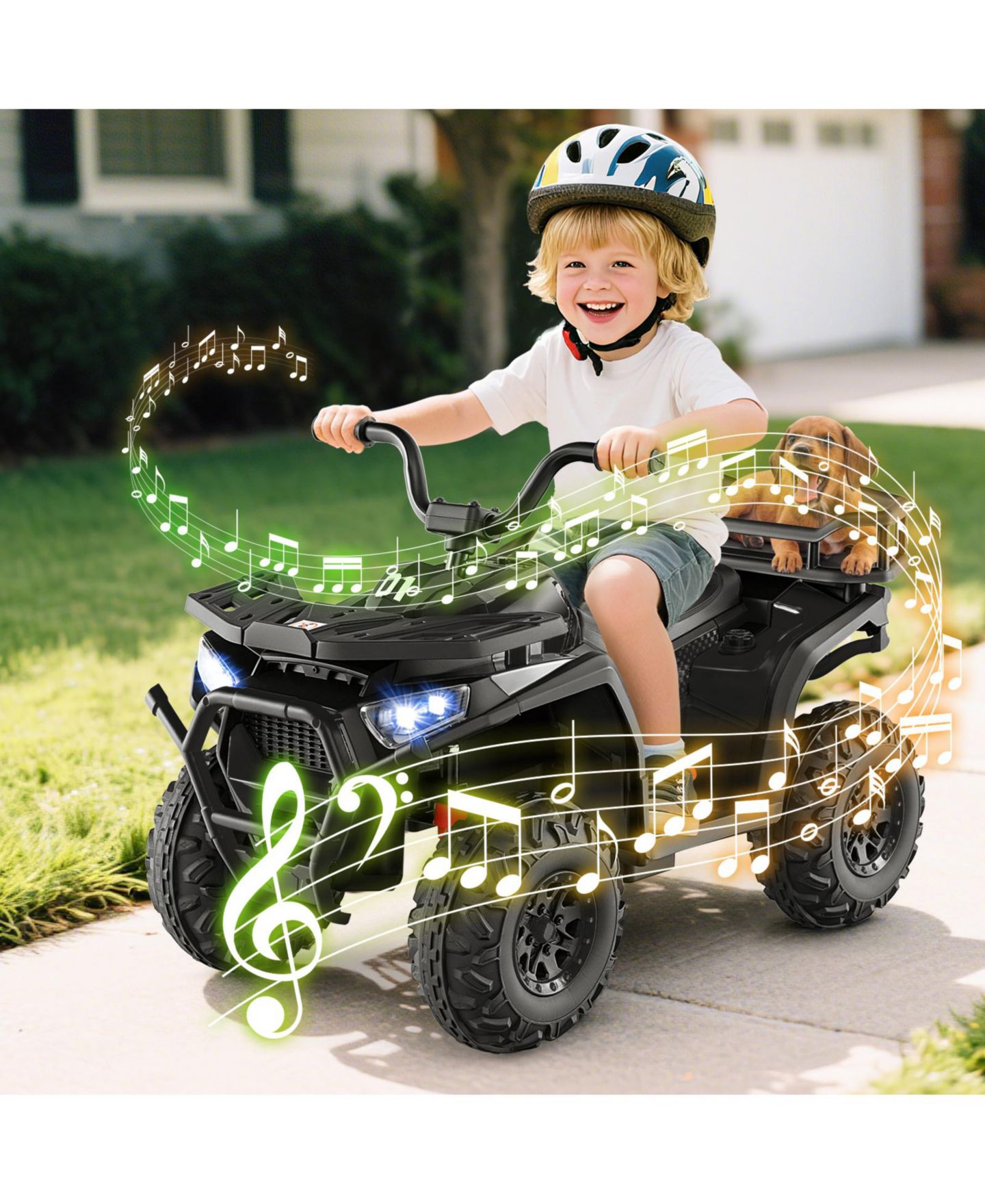 Детская игрушка Slickblue Kids 24V Electric ATV Quad Ride-On with Realistic Sounds, цвет: Чёрный — фото 2
