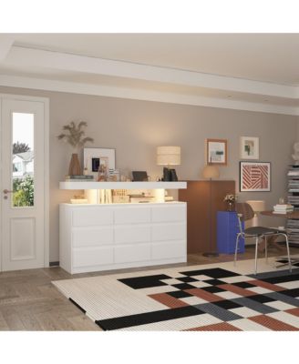 9 Drawer Dresser for Bedroom with LED Light and Power Outlet