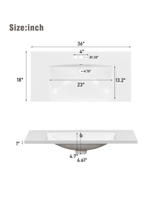 36" Shaker Bathroom Vanity with Resin Sink, 4 Soft Close Drawers & 2 Doors, Ample Storage for Modern Homes
