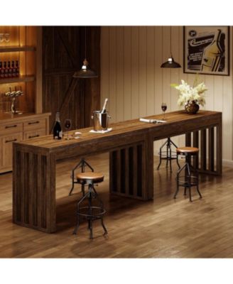 63-inch Bar Table, Farmhouse Counter Height Pub Dining Table, Rectangular Kitchen Bar Height Table