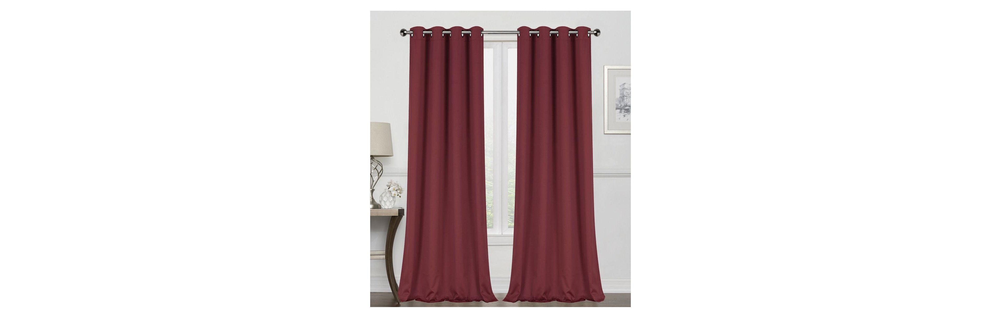 Kate Aurora Burgundy Red 2 Piece Grommet Top Blackout Curtain Panels For Extra Long Windows