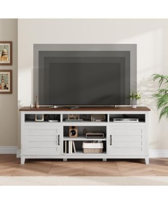 70.9" TV Stand, Entertainment Center with Adjustable Shelves, Farmhouse TV Stand with Cabinet Doors,for Living Room